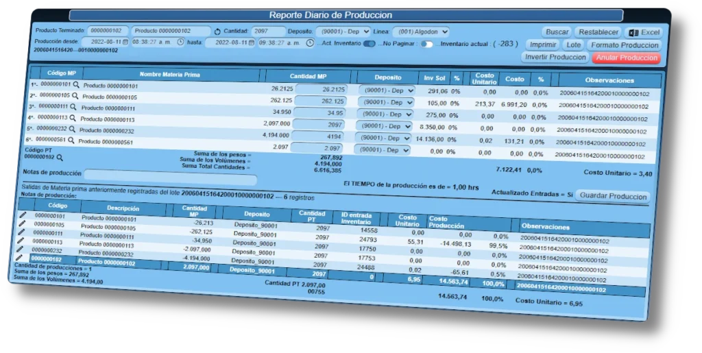 Reporte de Producción Pyme'S: Auditoría de consumo teórico vs real de materia prima